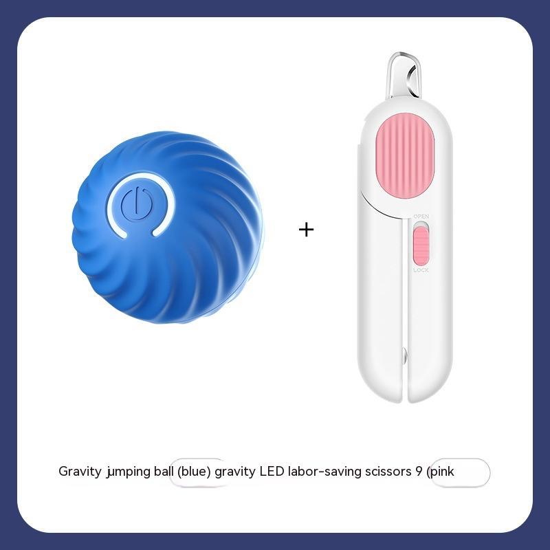 Blue jumping ball with pink LED nail clipper set