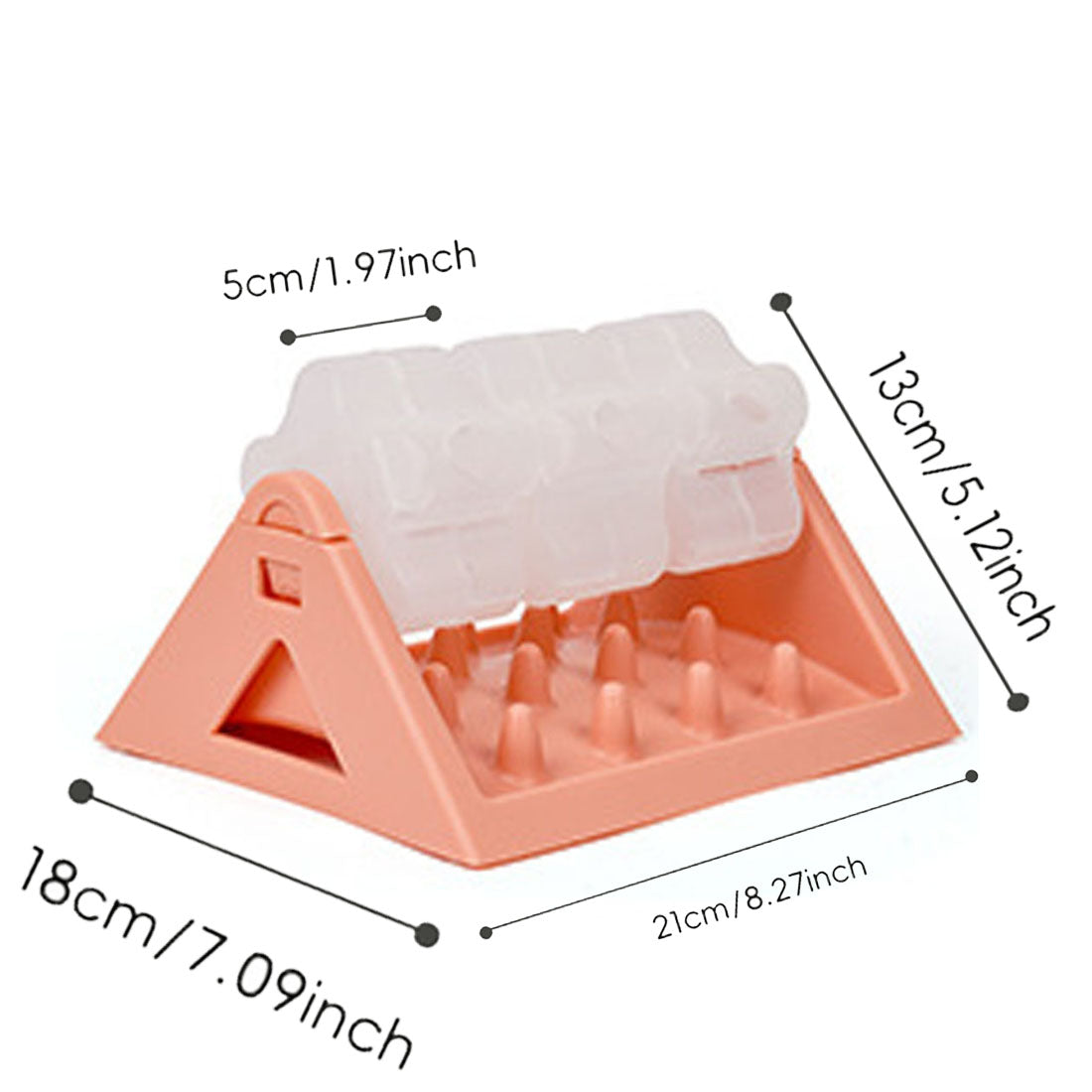 Pink puzzle feeder size guide, approx. 21 x 18 x 13cm