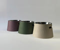 Classic Raised Dog Bowl Stands 10cm in mauve, sage green and cream with embossed names