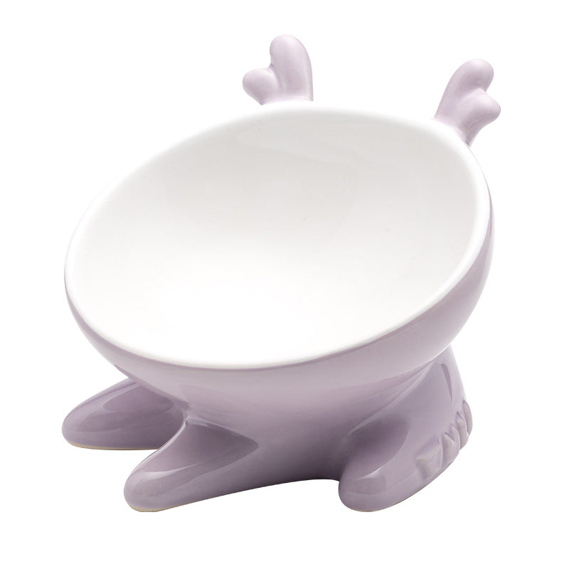 Cute Tilted Ceramic Cat Bowl – Fawn & Whale Designs
