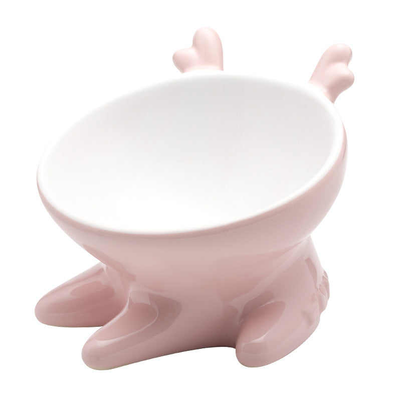 Cute Tilted Ceramic Cat Bowl – Fawn & Whale Designs