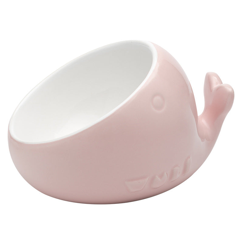 Cute Tilted Ceramic Cat Bowl – Fawn & Whale Designs