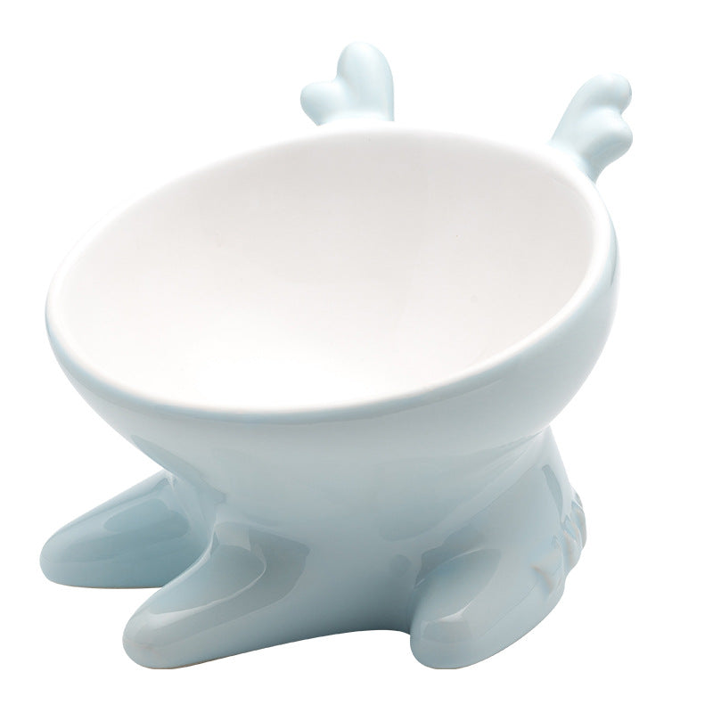 Cute Tilted Ceramic Cat Bowl – Fawn & Whale Designs