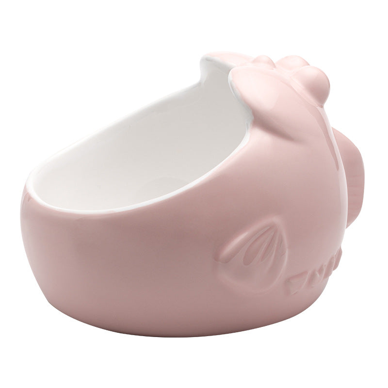 Cute Tilted Ceramic Cat Bowl – Fawn & Whale Designs