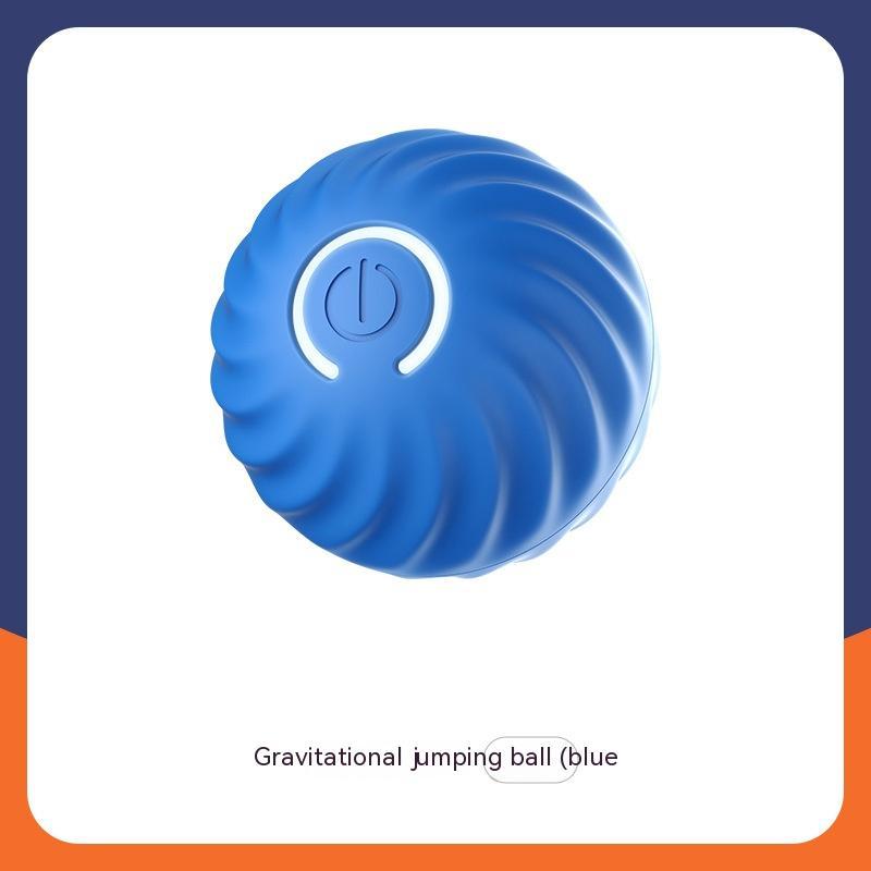 Blue jumping ball with power button