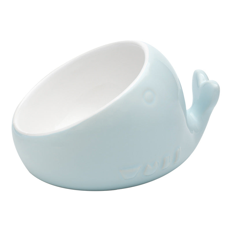 Cute Tilted Ceramic Cat Bowl – Fawn & Whale Designs