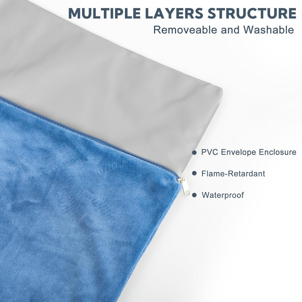 Removable velvet cover unzipped to show the waterproof inner pad