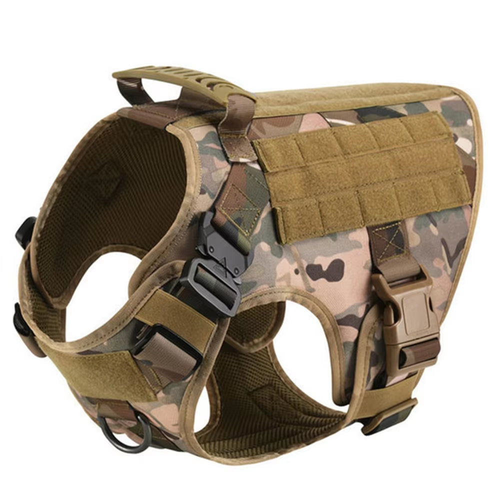 Camouflage tactical dog harness with top handle