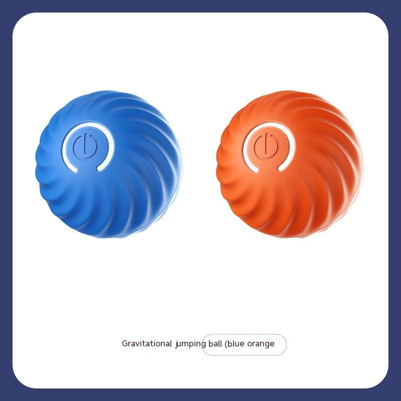 Blue and orange jumping balls with power buttons