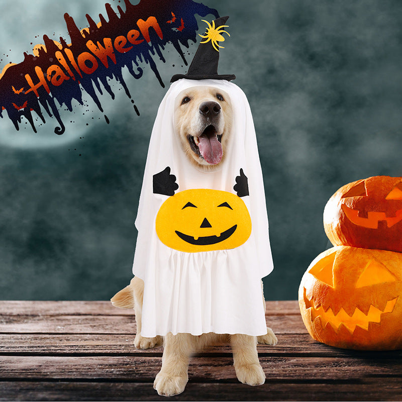 Pumpkin Ghost Dog Costume – Cute Halloween Suit 👻