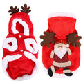 Red Christmas dog hoodie, front and back with Santa design