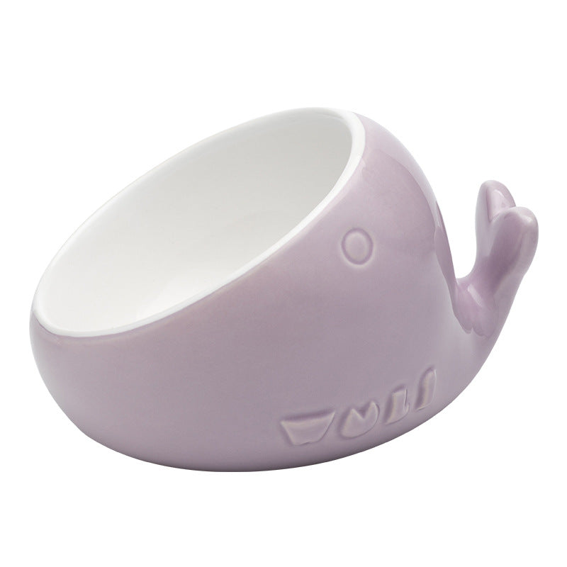Cute Tilted Ceramic Cat Bowl – Fawn & Whale Designs