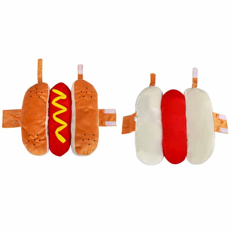 Hot dog costume laid flat showing top and underside