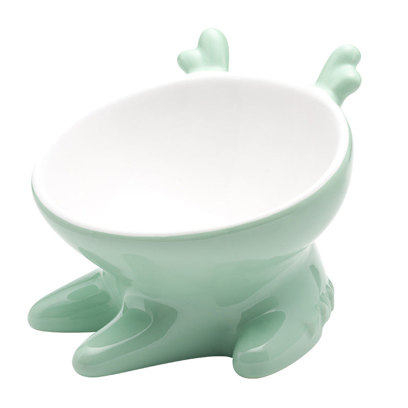 Cute Tilted Ceramic Cat Bowl – Fawn & Whale Designs