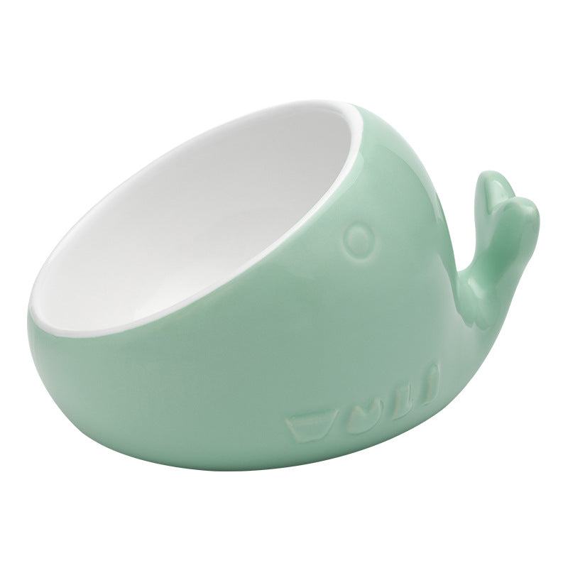 Cute Tilted Ceramic Cat Bowl – Fawn & Whale Designs
