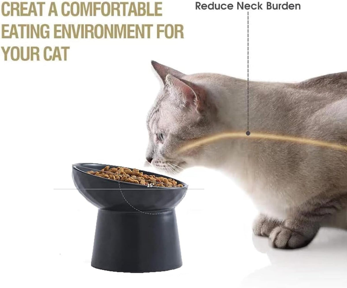 Raised Tilted Ceramic Cat Bowl – Whisker-Friendly Elevated Feeder