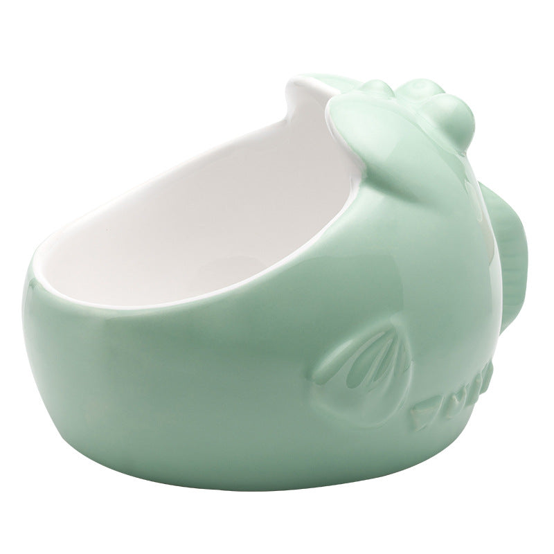 Cute Tilted Ceramic Cat Bowl – Fawn & Whale Designs