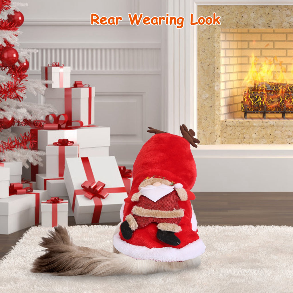 Back view of the Christmas hoodie with Santa design on a pet