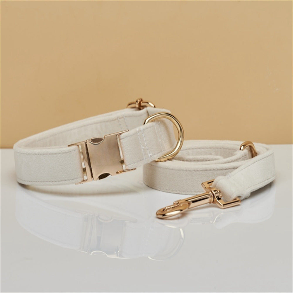 White velvet dog collar and matching lead