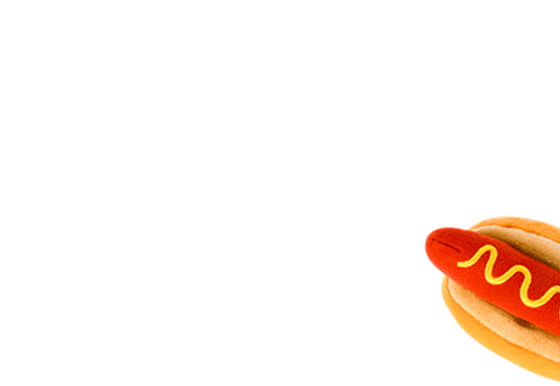 Animation of the plush sausage being lifted out of the hot dog bun