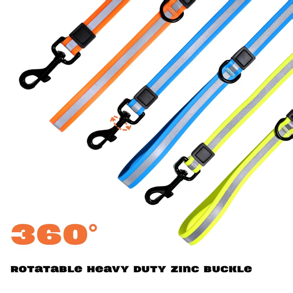 Orange, blue and yellow reflective leads with rotating metal clips