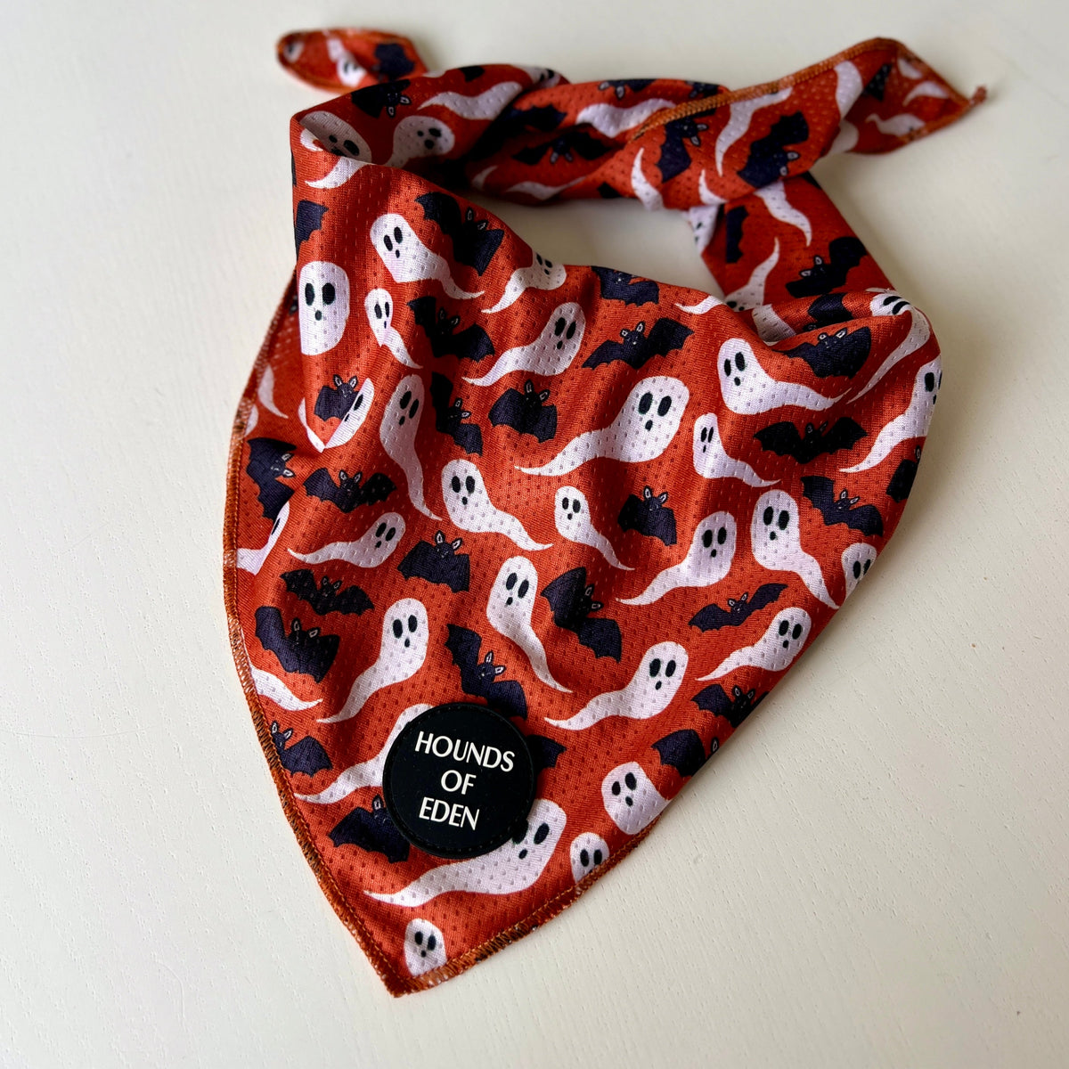 Halloween dog bandana orange with bats and ghosts