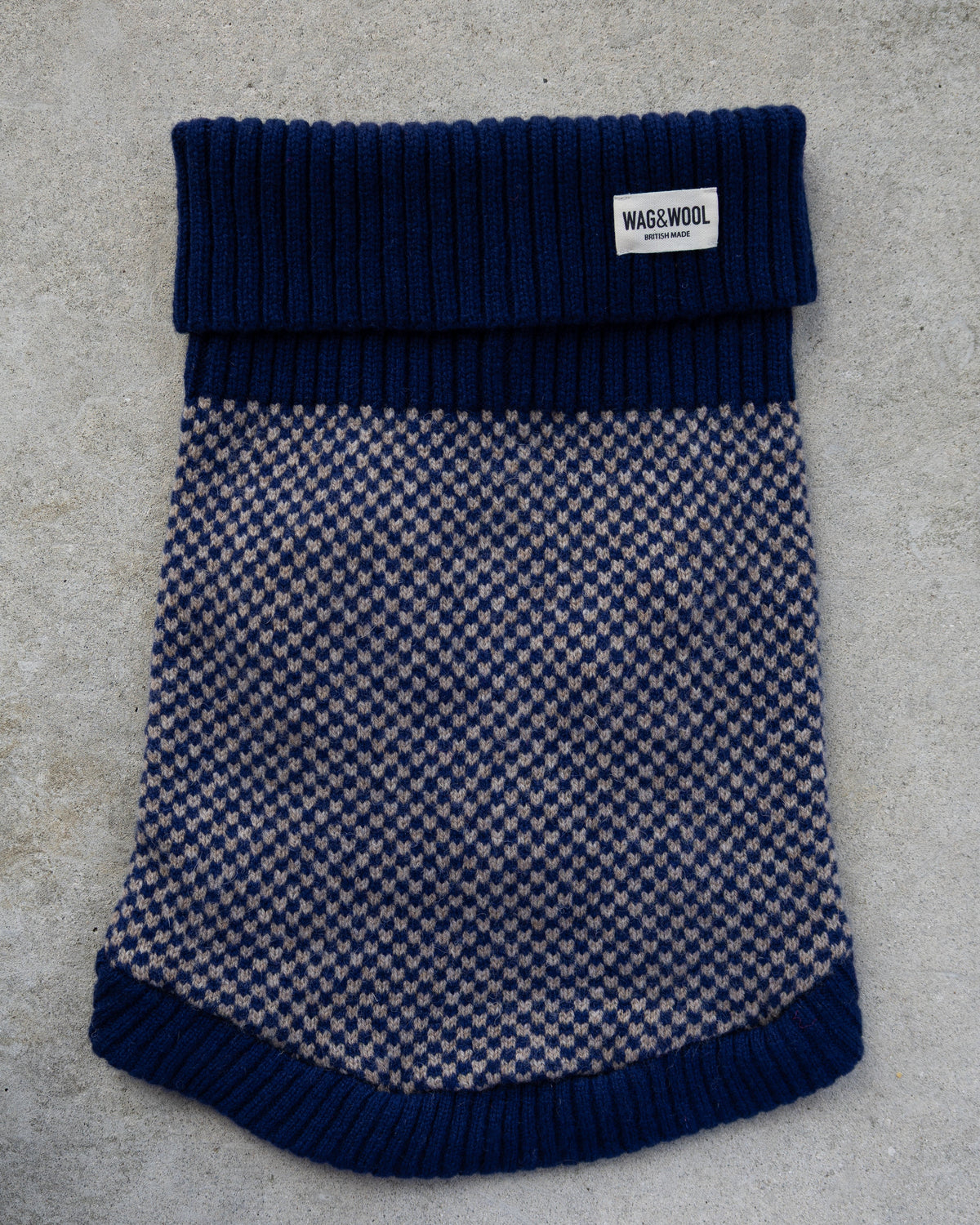 Navy Check Merino Dog Jumper – Soft Lambswool