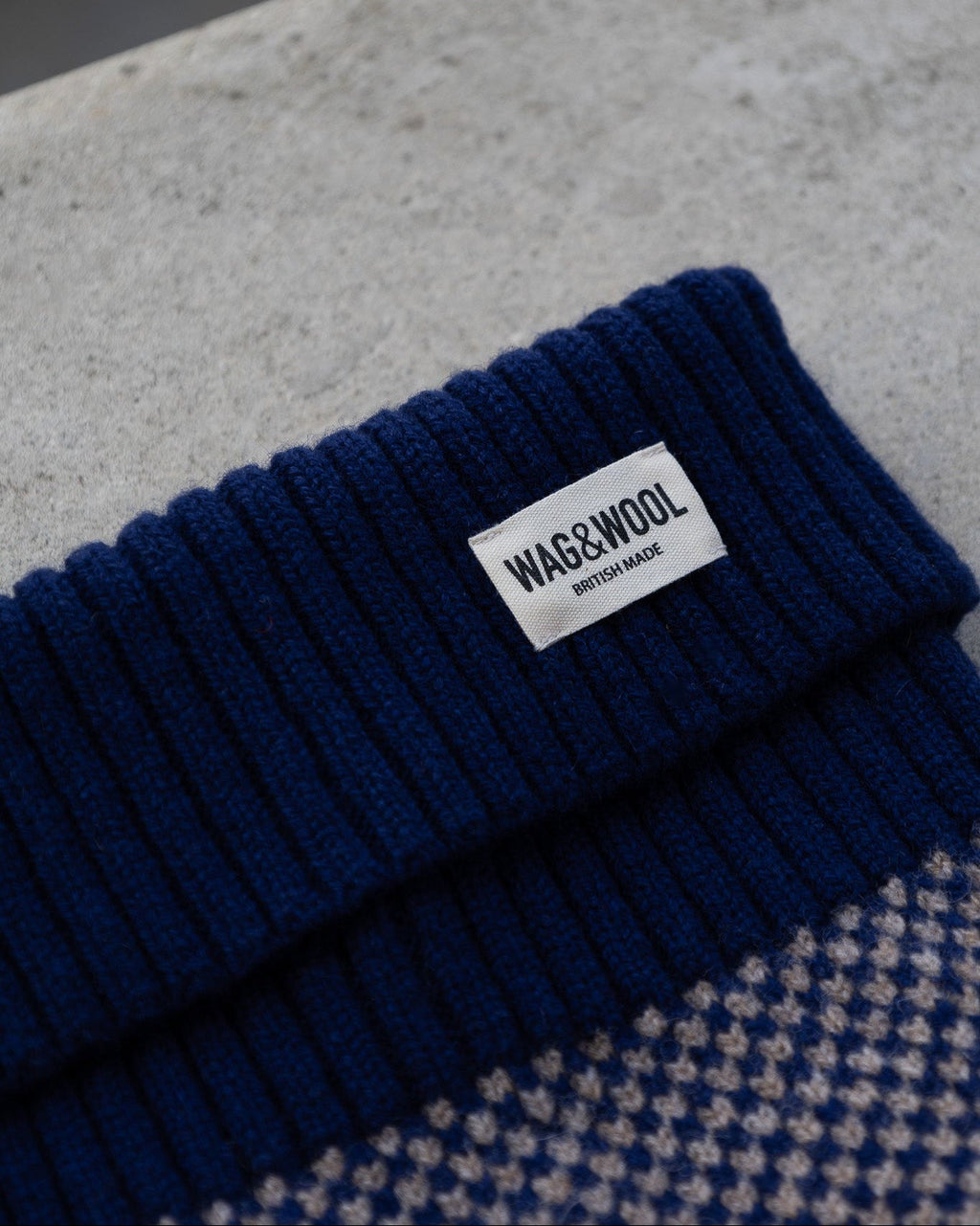 Navy Check Merino Dog Jumper – Soft Lambswool