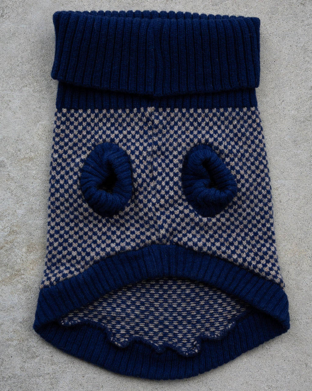 Navy Check Merino Dog Jumper – Soft Lambswool