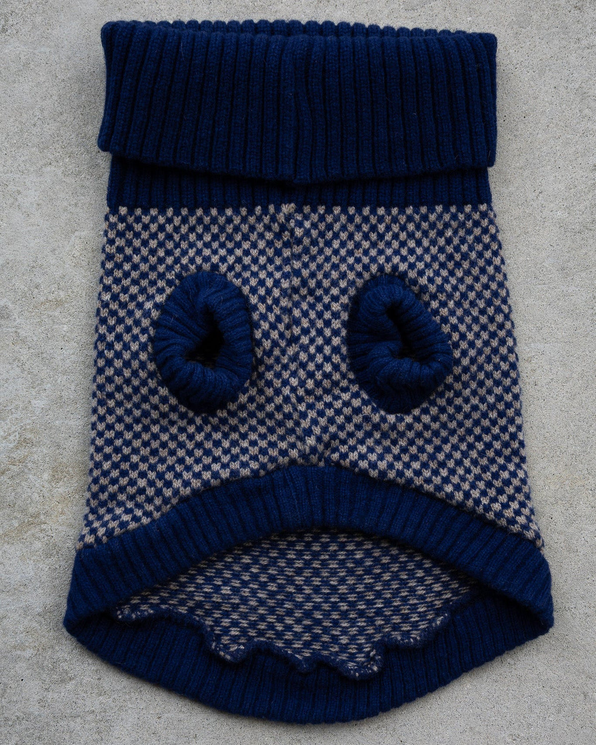 Navy Check Merino Dog Jumper – Soft Lambswool