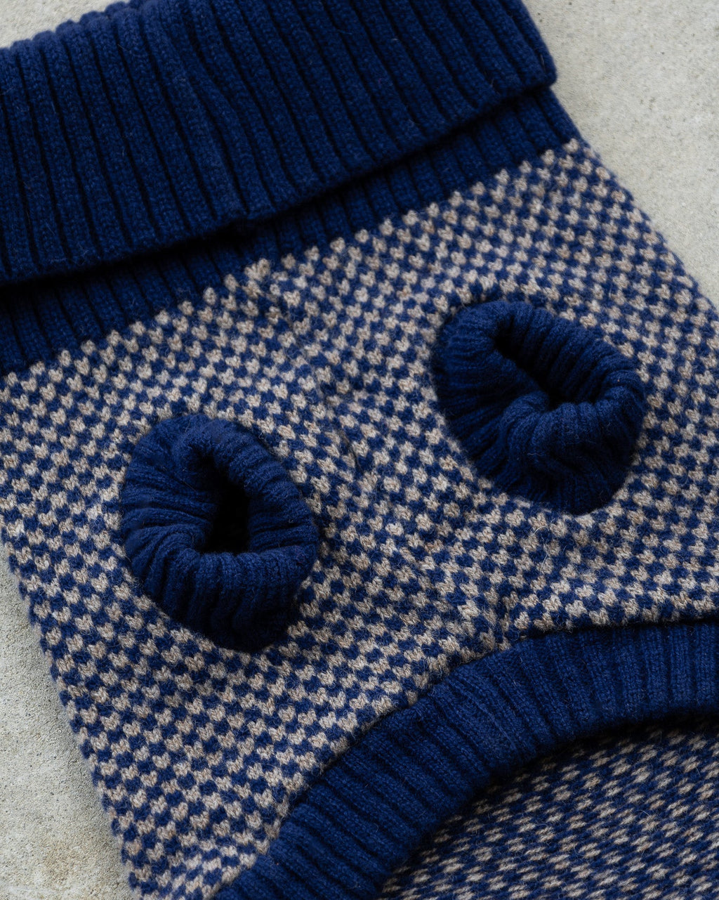 Navy Check Merino Dog Jumper – Soft Lambswool
