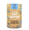 Gizzls Gut Support kraft tub with blue botanical illustrations on a white background