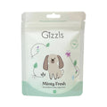 Front of the mint green Gizzls Minty Fresh Small Dog Treats 100g pouch