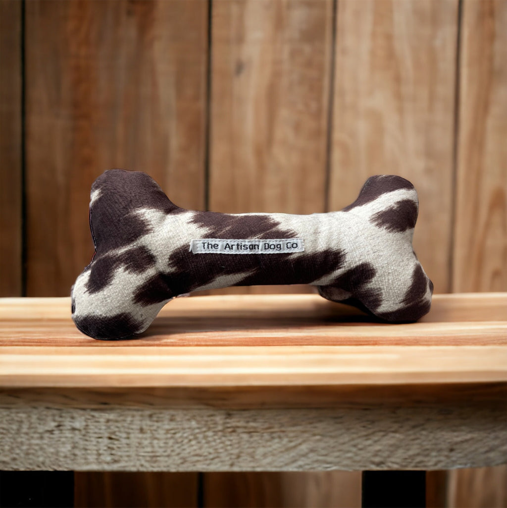 Handmade Squeaky Dog Bone Toy – Soft Fabric Plush, 2 Sizes