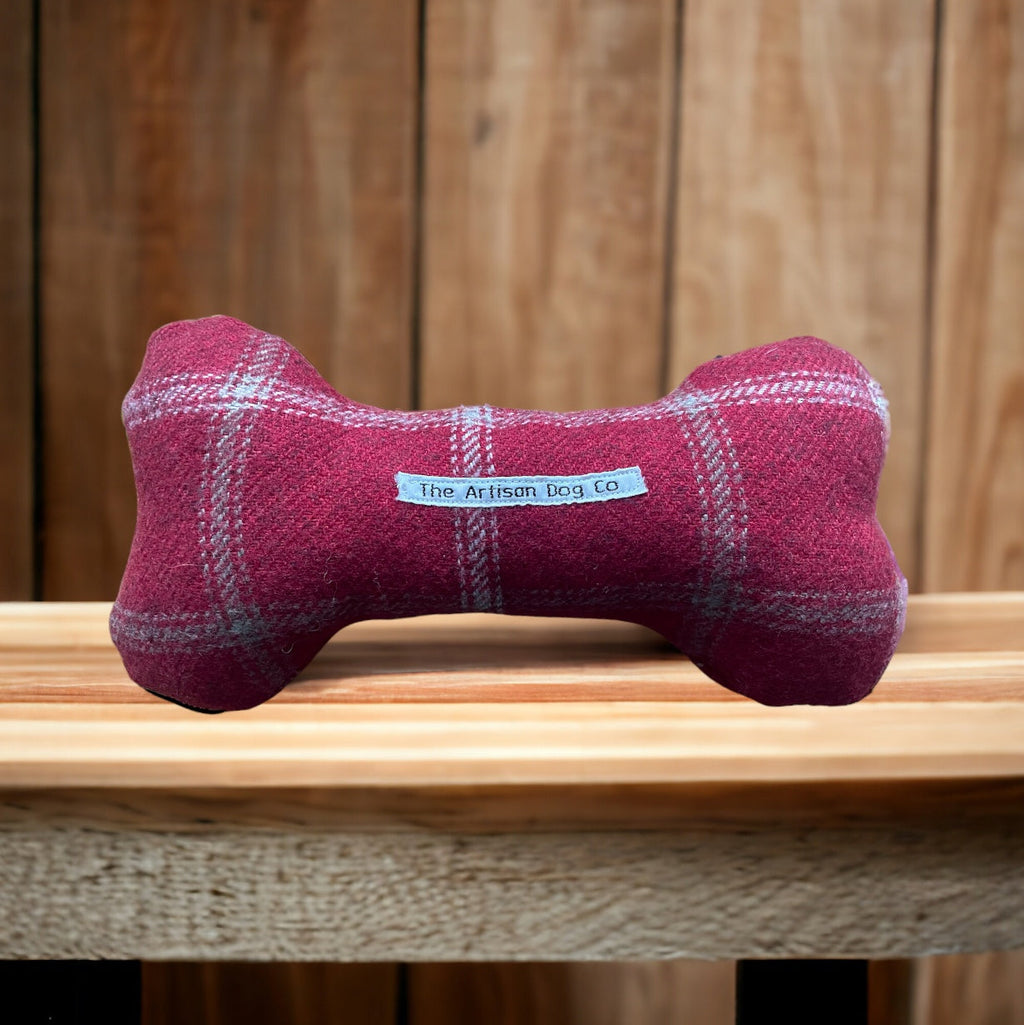 Handmade Squeaky Dog Bone Toy – Soft Fabric Plush, 2 Sizes