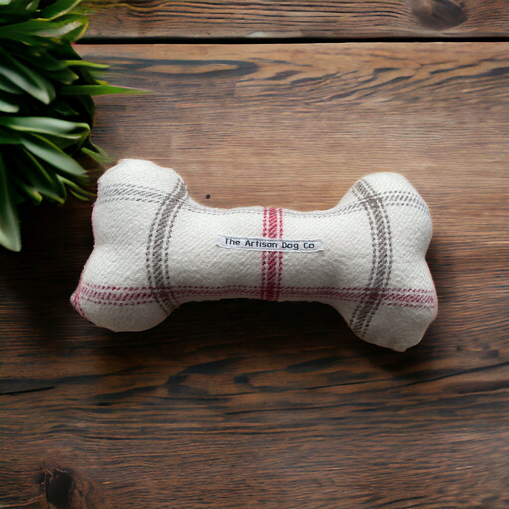 Handmade Squeaky Dog Bone Toy – Soft Fabric Plush, 2 Sizes