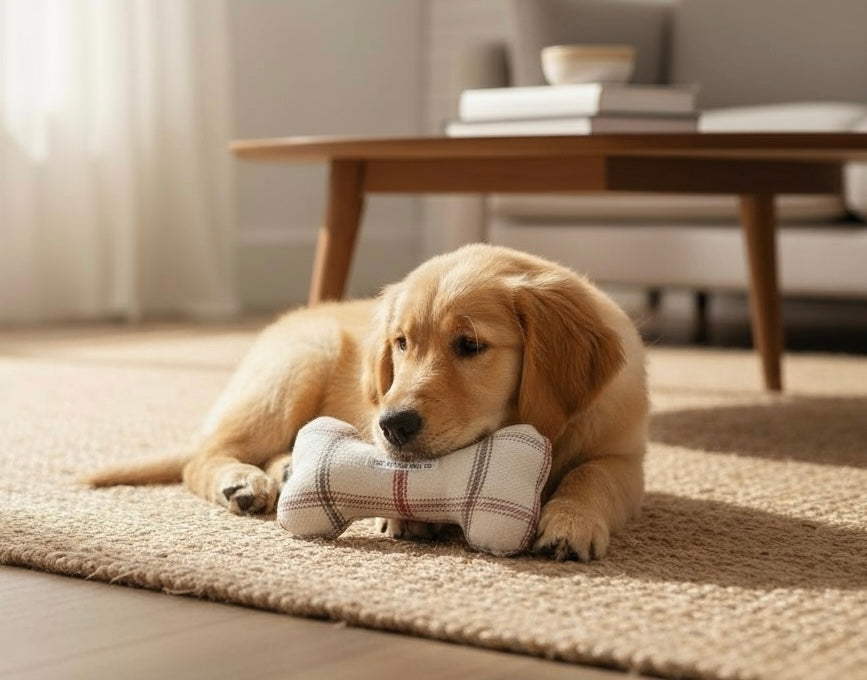 Handmade Squeaky Dog Bone Toy – Soft Fabric Plush, 2 Sizes
