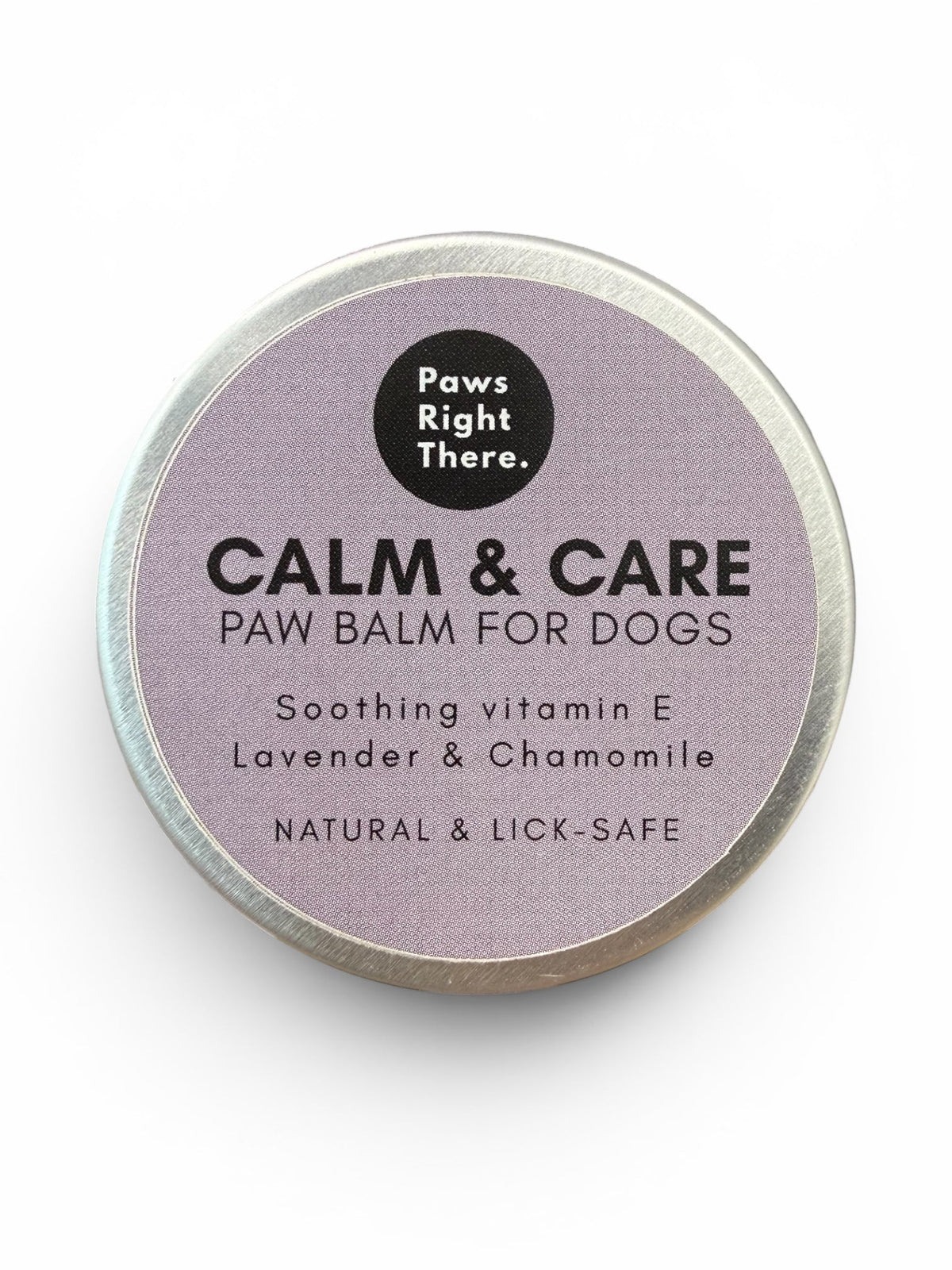 30ml tin of lavender and chamomile paw balm for dogs with lilac label