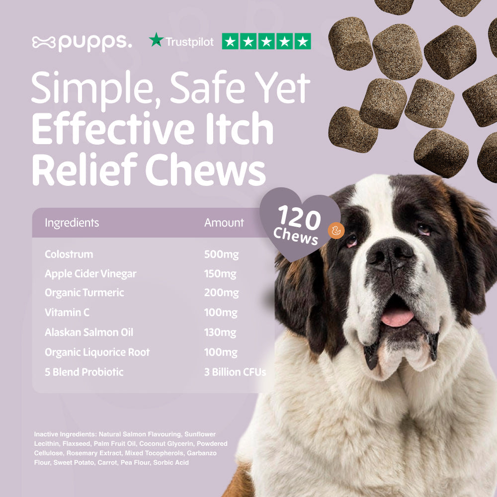 St Bernard with Pupps soft chews and ingredient amounts table