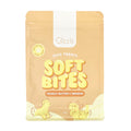 Front of the yellow Soft Bites Peanut Butter & Banana 300g pouch