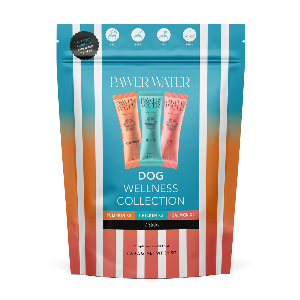 Pawer Water Wellness Collection: striped pouch showing teal, orange and coral sticks