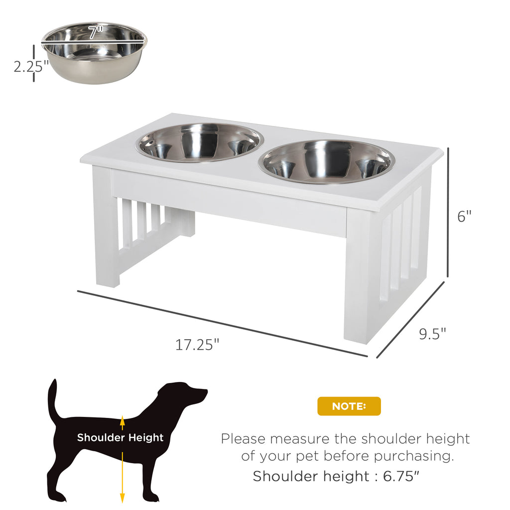 Raised feeder dimensions, approx. 44 x 24 x 15cm, with shoulder height guide