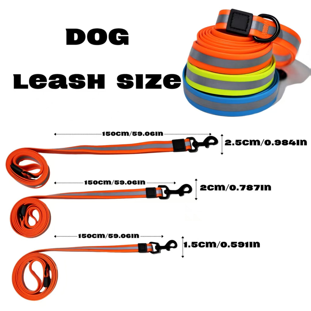Dog lead sizes: 150cm long in 15, 20 and 25mm widths
