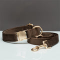Brown velvet dog collar and matching lead
