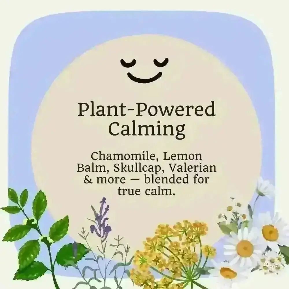 Illustration of chamomile and herbs used in Calm & Clear