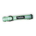 Pastel Mint Stripe Dog Collar with white stripe, black buckle and PupClub label
