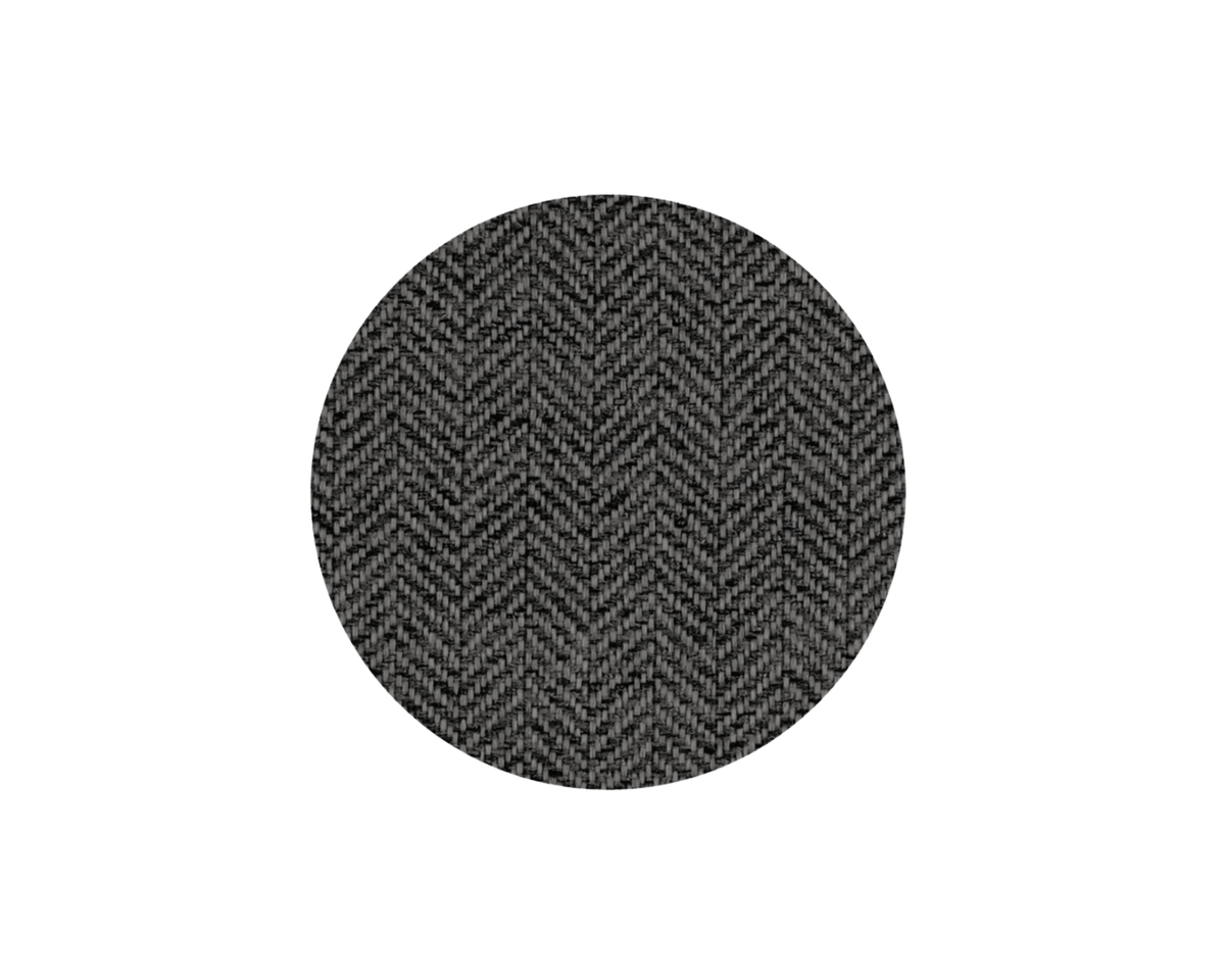 Swatch of the grey herringbone tweed used on the Balmoral blanket