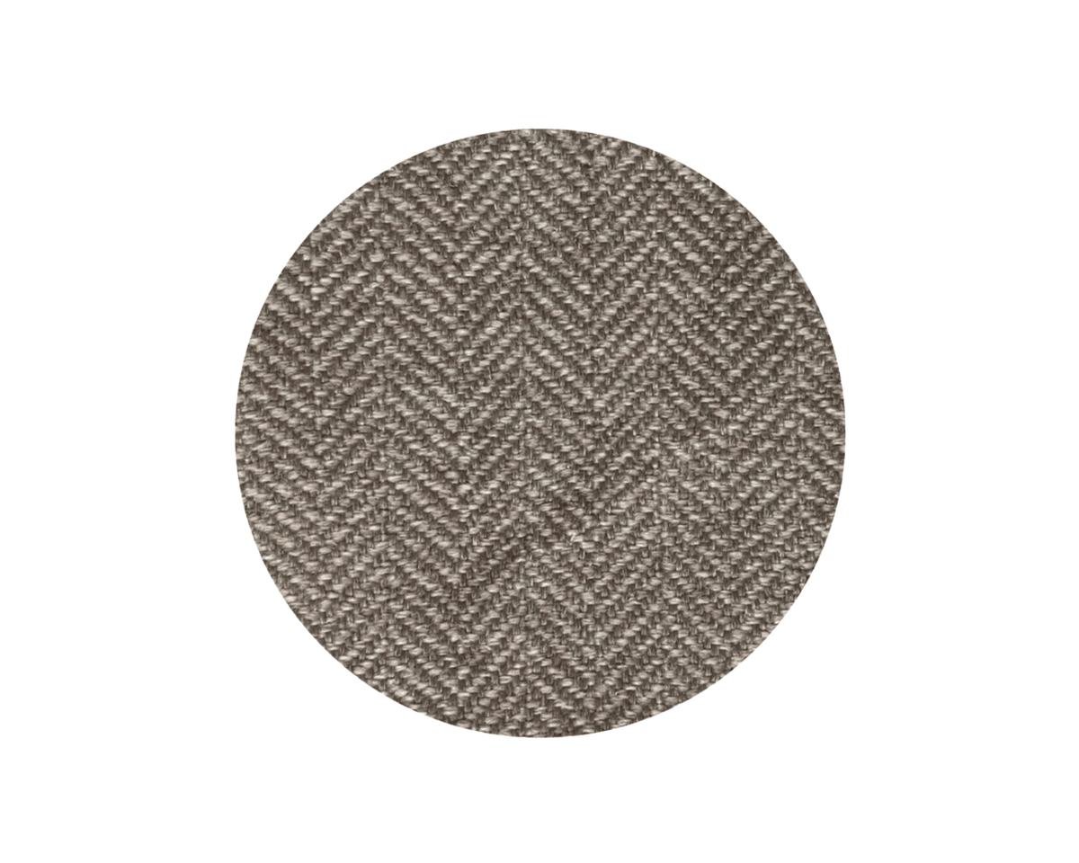 Swatch of the brown herringbone tweed used on the Lincoln blanket