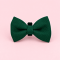 Forest Green Dog Bow Tie in plain deep green on a pink background
