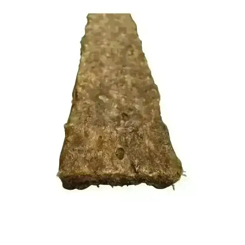 Close-up of a single flat duck jerky strip